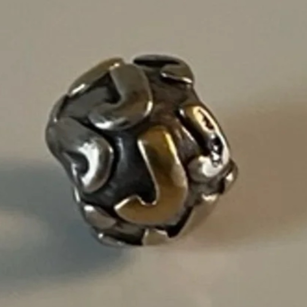 PANDORA - RETIRED Sterling Silver & 14K Gold Plated “J” Charm